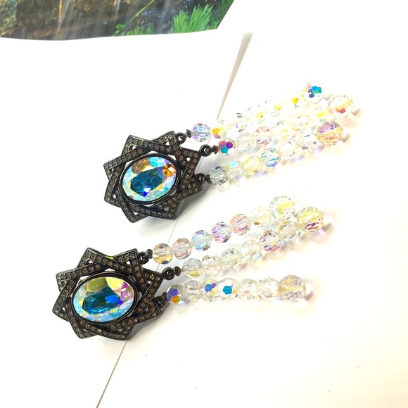 YSL Yves Saint Laurent AB faceted crystal runway clip earrings. Ysl jewelry rare - Picture 5 of 8